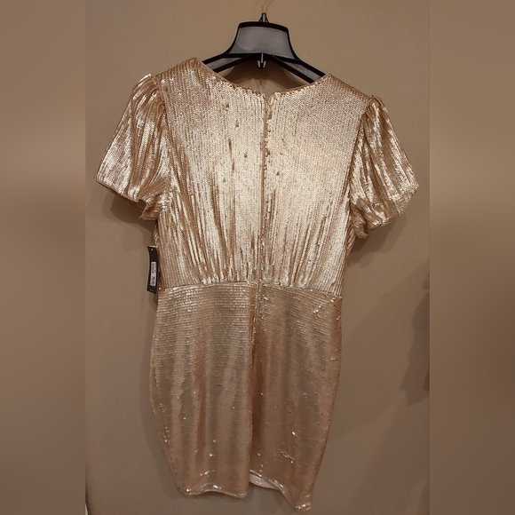 AIDAN Champagne Sequin Mini Dress - Picture 3 of 6